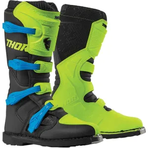 Blitz XP Thor Motocross Boots, Black/Green/Blue