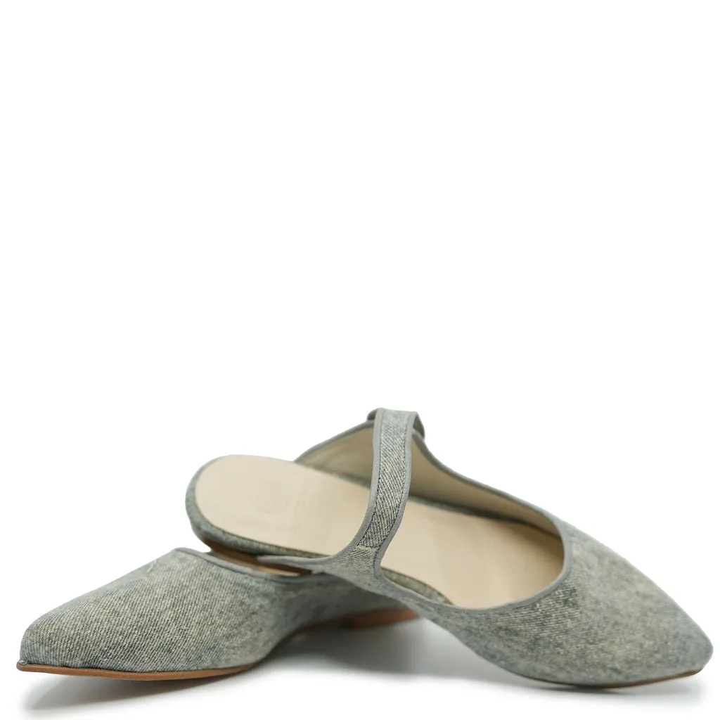 Blublonc Washed Jean Pointed Mule