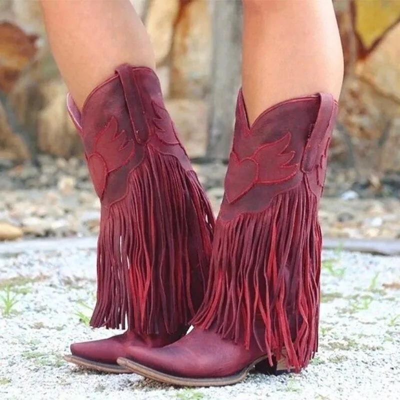 Boho Women Bohemia Style Gladiator Motorcycle Boots Fringed Cowboy Autumn Women Tassel Shoes