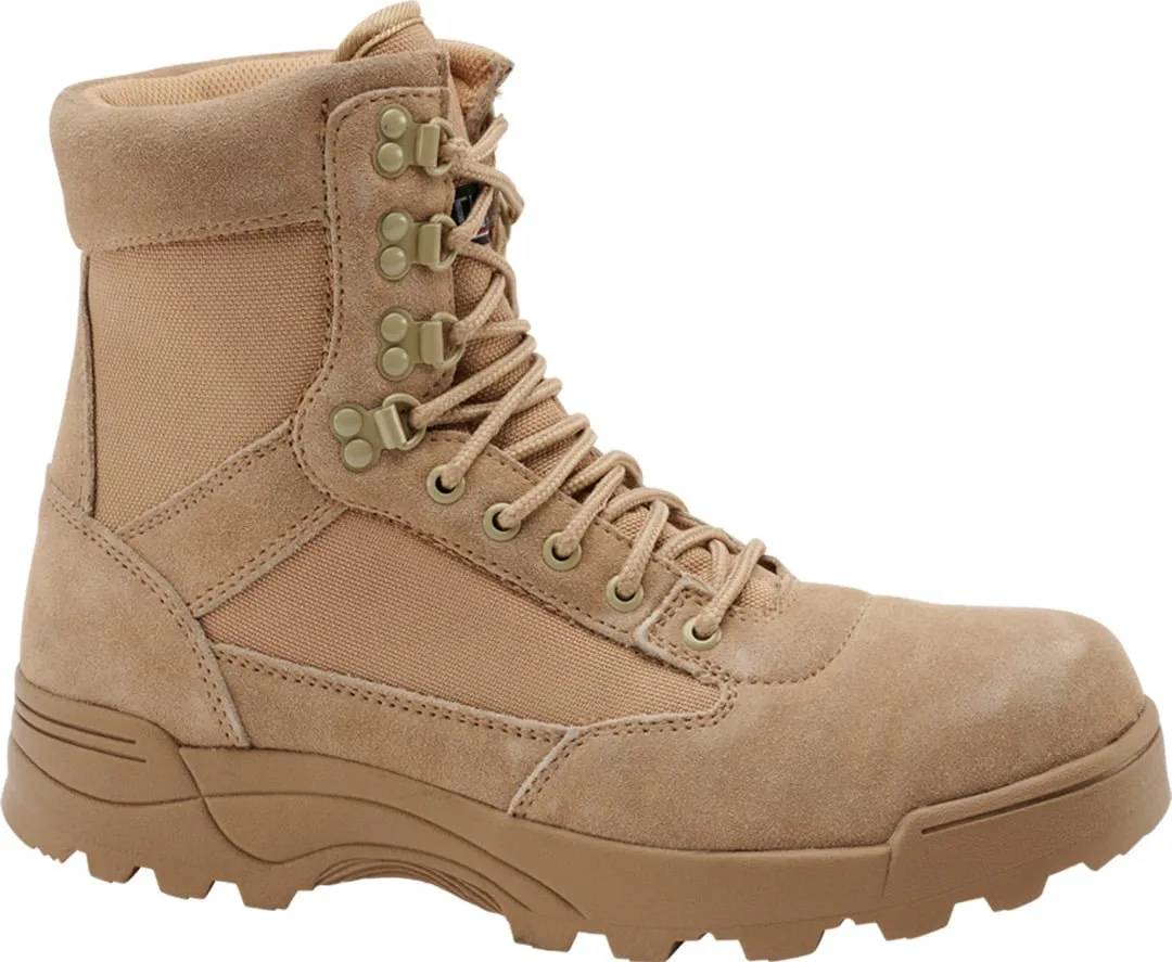 Brandit Tactical leather boots with rubber sole, beige