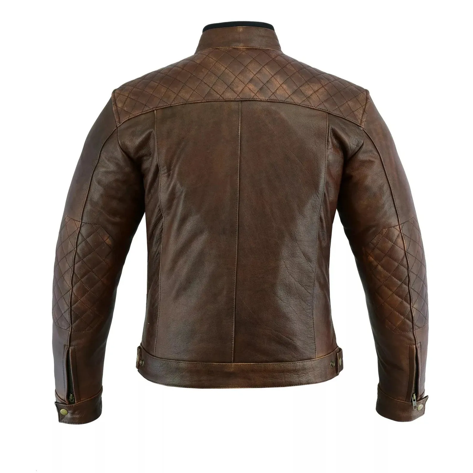 Brown Distressed Cafe Racer Retro leather jacket