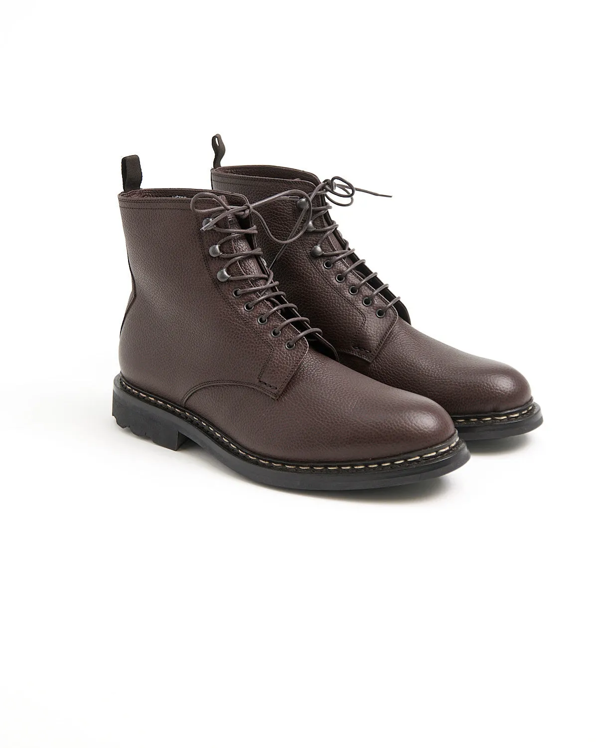 Brown Shearling Lined Leather 'Hêtre' Winter Boots