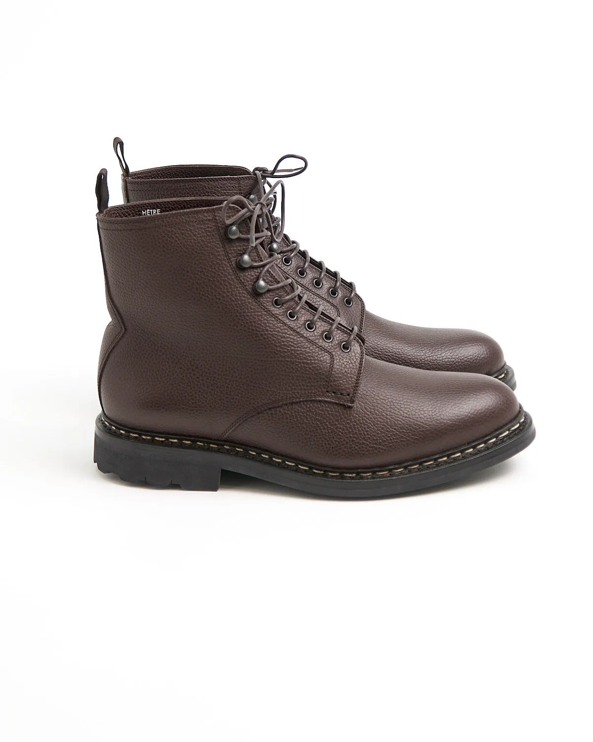 Brown Shearling Lined Leather 'Hêtre' Winter Boots