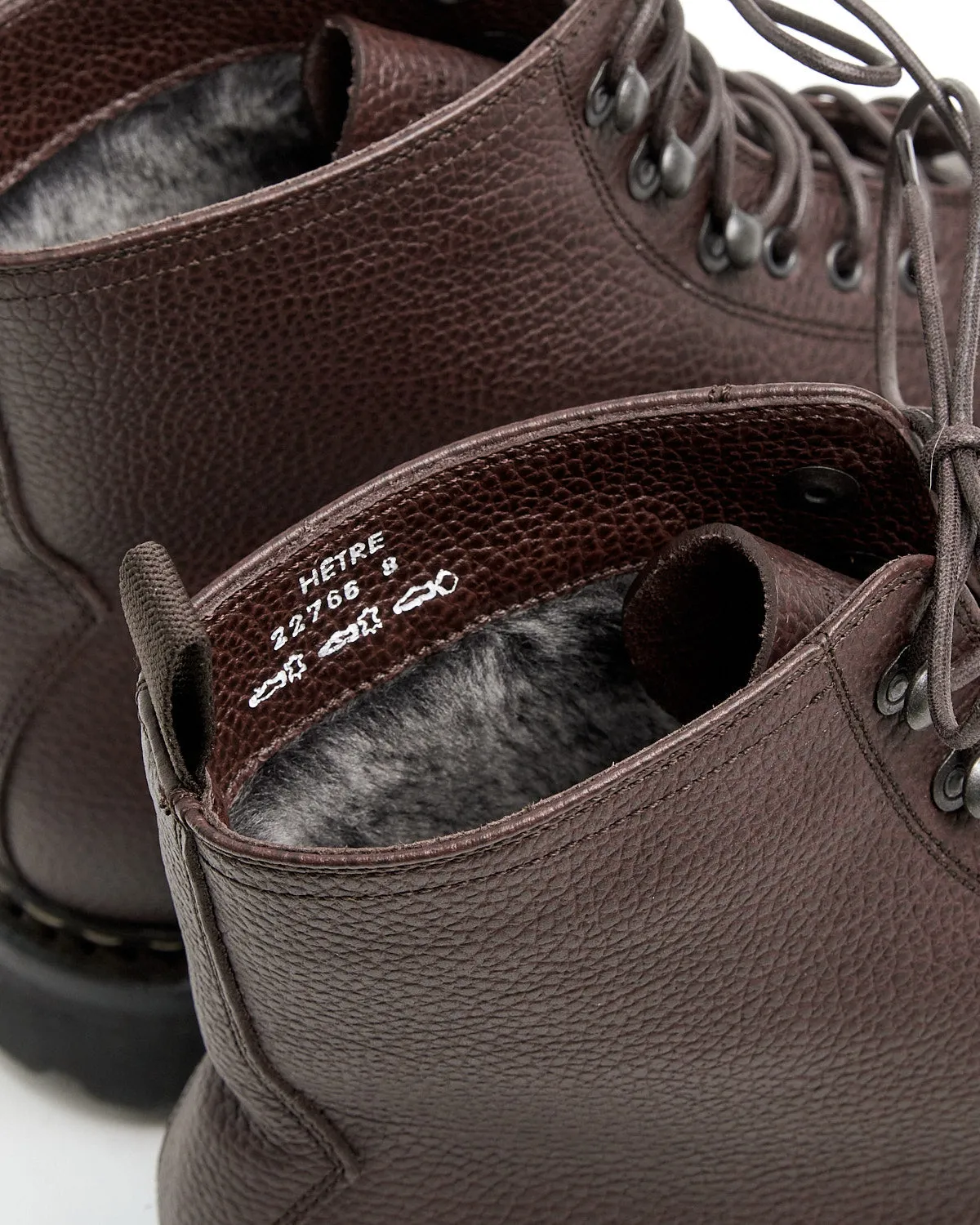 Brown Shearling Lined Leather 'Hêtre' Winter Boots