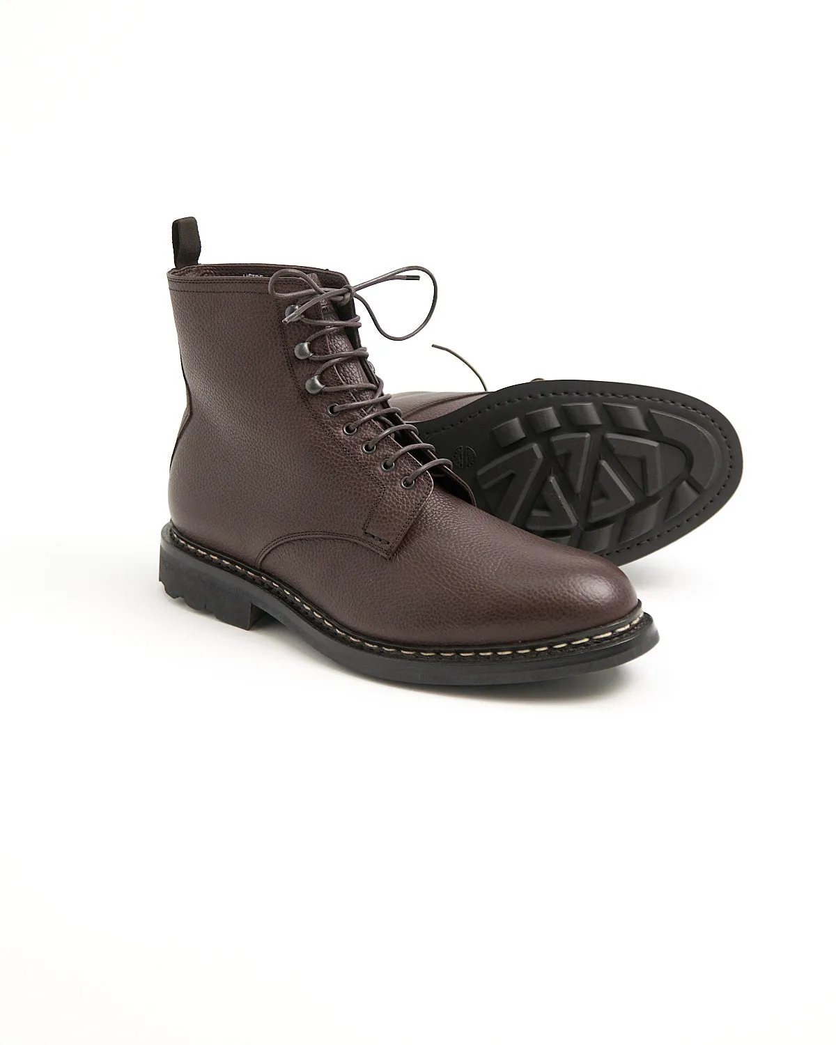 Brown Shearling Lined Leather 'Hêtre' Winter Boots