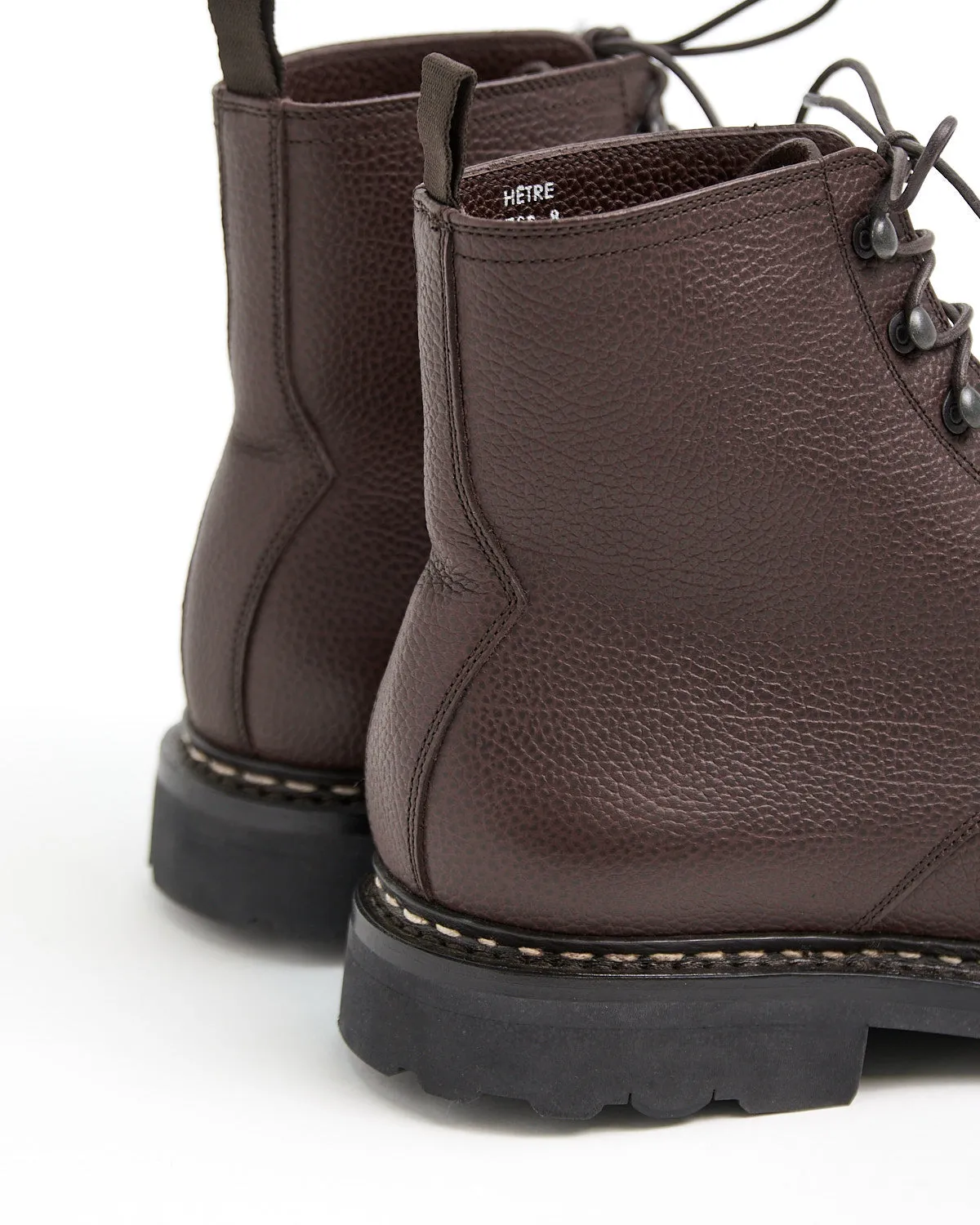 Brown Shearling Lined Leather 'Hêtre' Winter Boots