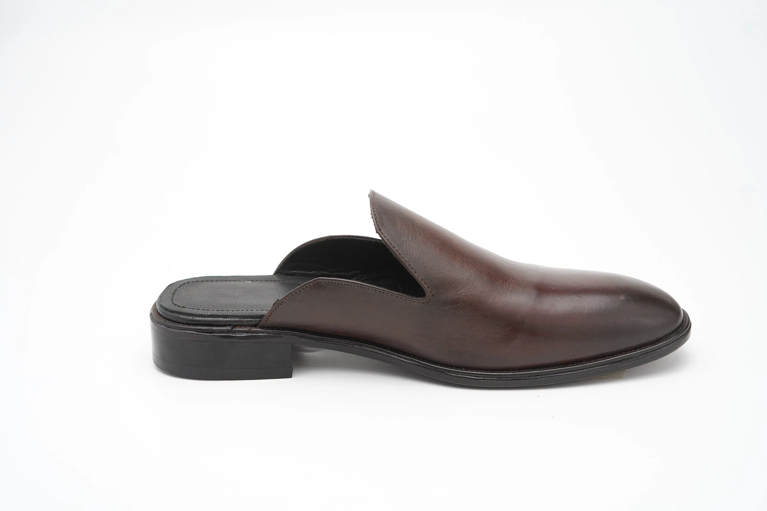 Brown Whole Cut loafer Backless Slip On Mule Custom Made-To-Order Shoes  Premium Quality Handmade with Hand Patina finish