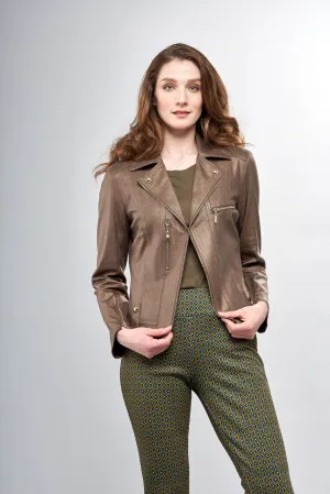 Burnt Sage Gold Moto Vegan Jacket