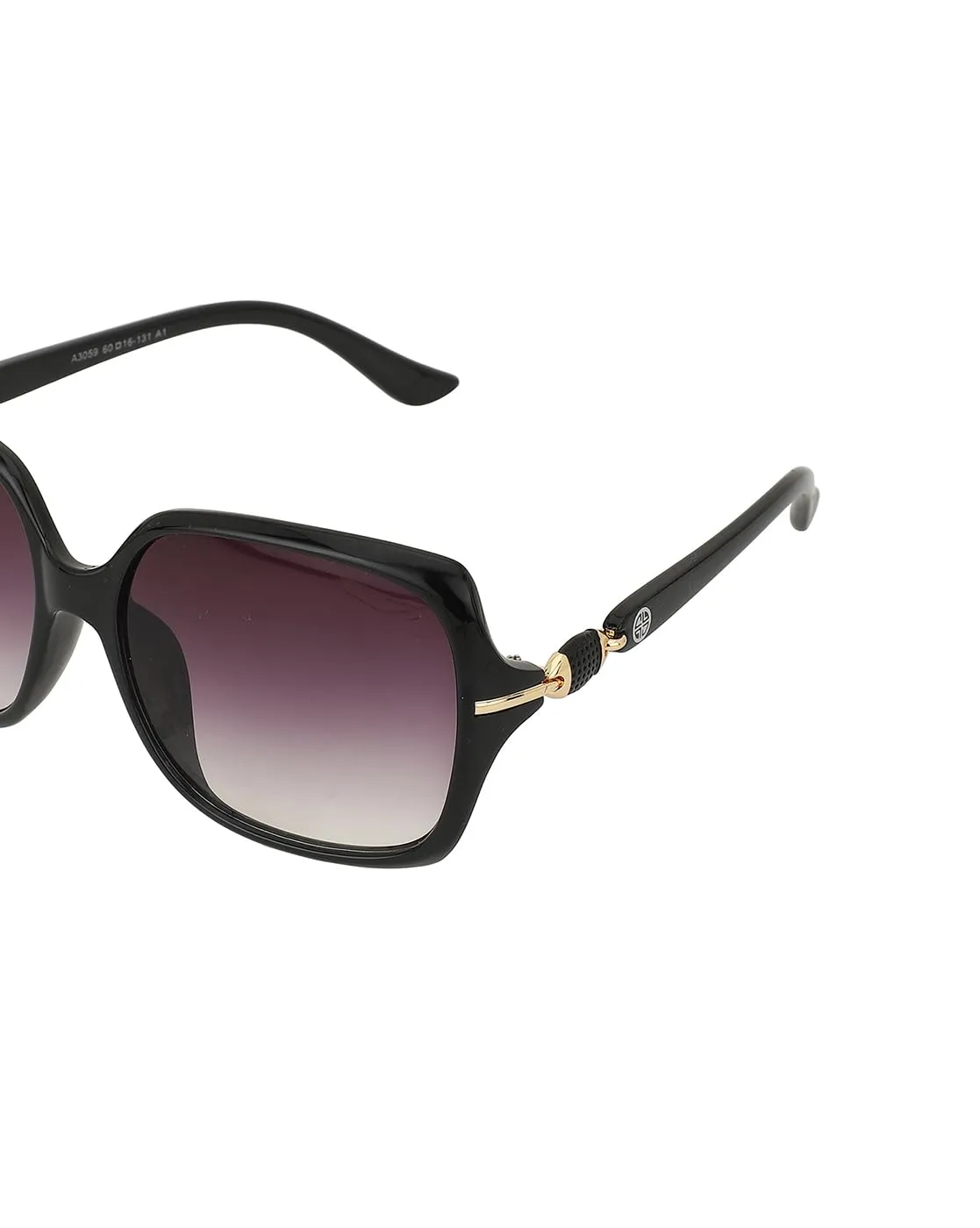 Carlton London Black with Gold toned Oversized Women Sunglass with UV Protected Lens