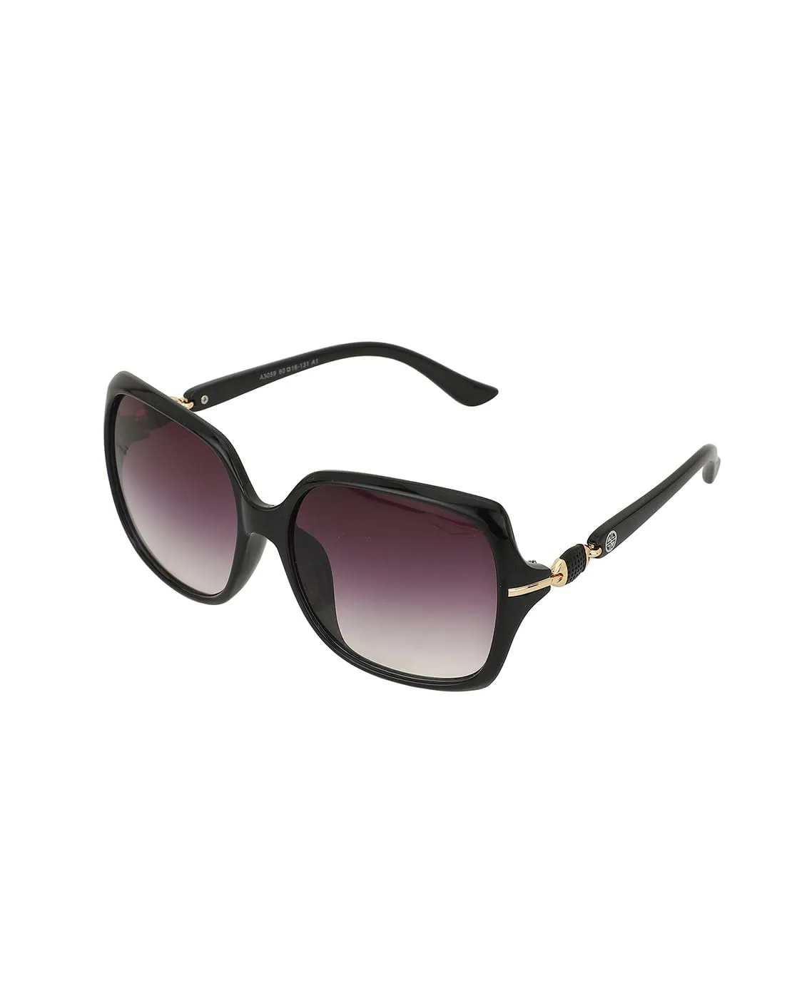 Carlton London Black with Gold toned Oversized Women Sunglass with UV Protected Lens