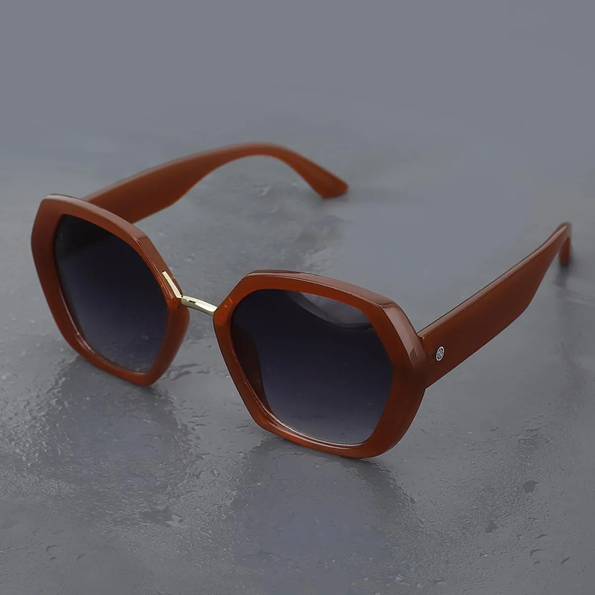 Carlton London Brown & Gold Toned UV Protected Oversized Sunglasses For Women