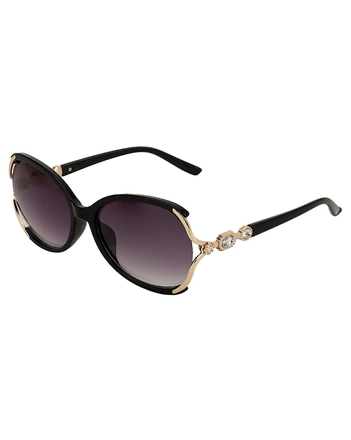 Carlton London Premium Black & Gold Toned UV Protected Lens Oversized Sunglass for women