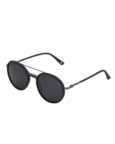 Carlton London Premium Black with Metallic Toned & Polarised Lens Round Sunglass for men