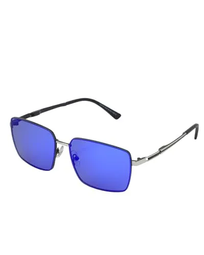 Carlton London Premium Black with Silver Toned & Polarised Lens Square Mirror Sunglass for men