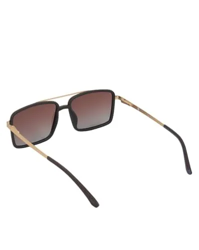 Carlton London Premium Gold with Brown Toned & Polarised Lens Square Sunglass for unisex