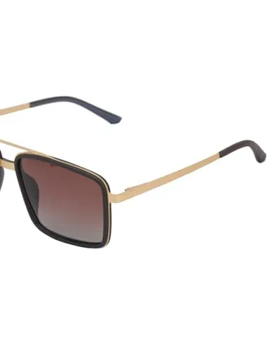 Carlton London Premium Gold with Brown Toned & Polarised Lens Square Sunglass for unisex