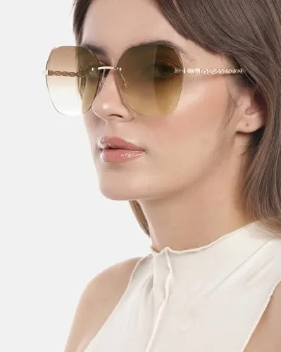 Carlton London Premium Gold with Brown Toned & UV Protected Lens Oversized Sunglass for women