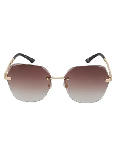 Carlton London Premium Gold with Brown Toned & UV Protected Lens Oversized Sunglass for women