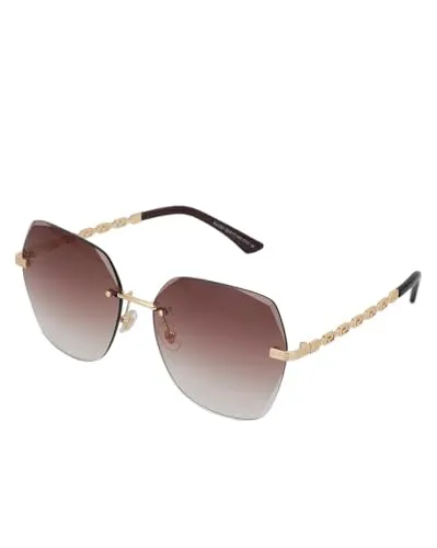 Carlton London Premium Gold with Brown Toned & UV Protected Lens Oversized Sunglass for women