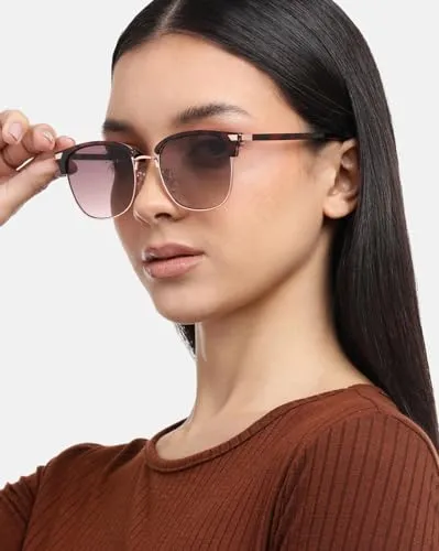 Carlton London Premium Rose Gold & Brown Toned UV Protected Lens Square Sunglass for women