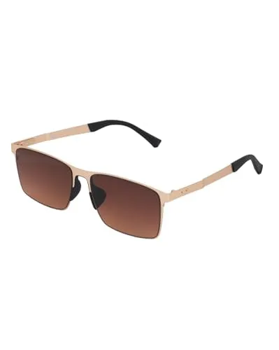 Carlton London Premium Rose Gold with Brown & Polarised Lens Square Sunglass for Unisex