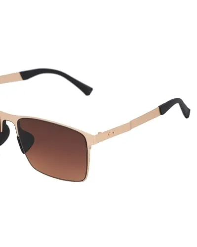 Carlton London Premium Rose Gold with Brown & Polarised Lens Square Sunglass for Unisex