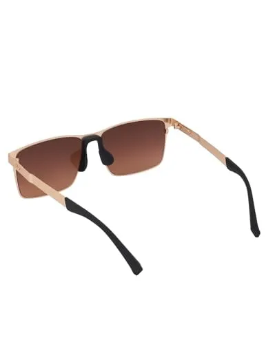 Carlton London Premium Rose Gold with Brown & Polarised Lens Square Sunglass for Unisex