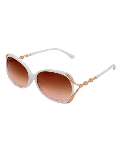 Carlton London Premium White & Rose Gold Toned UV Proteced Lens Oversized Sunglass for women