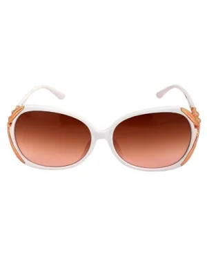 Carlton London Premium White & Rose Gold Toned UV Proteced Lens Oversized Sunglass for women