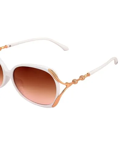 Carlton London Premium White & Rose Gold Toned UV Proteced Lens Oversized Sunglass for women