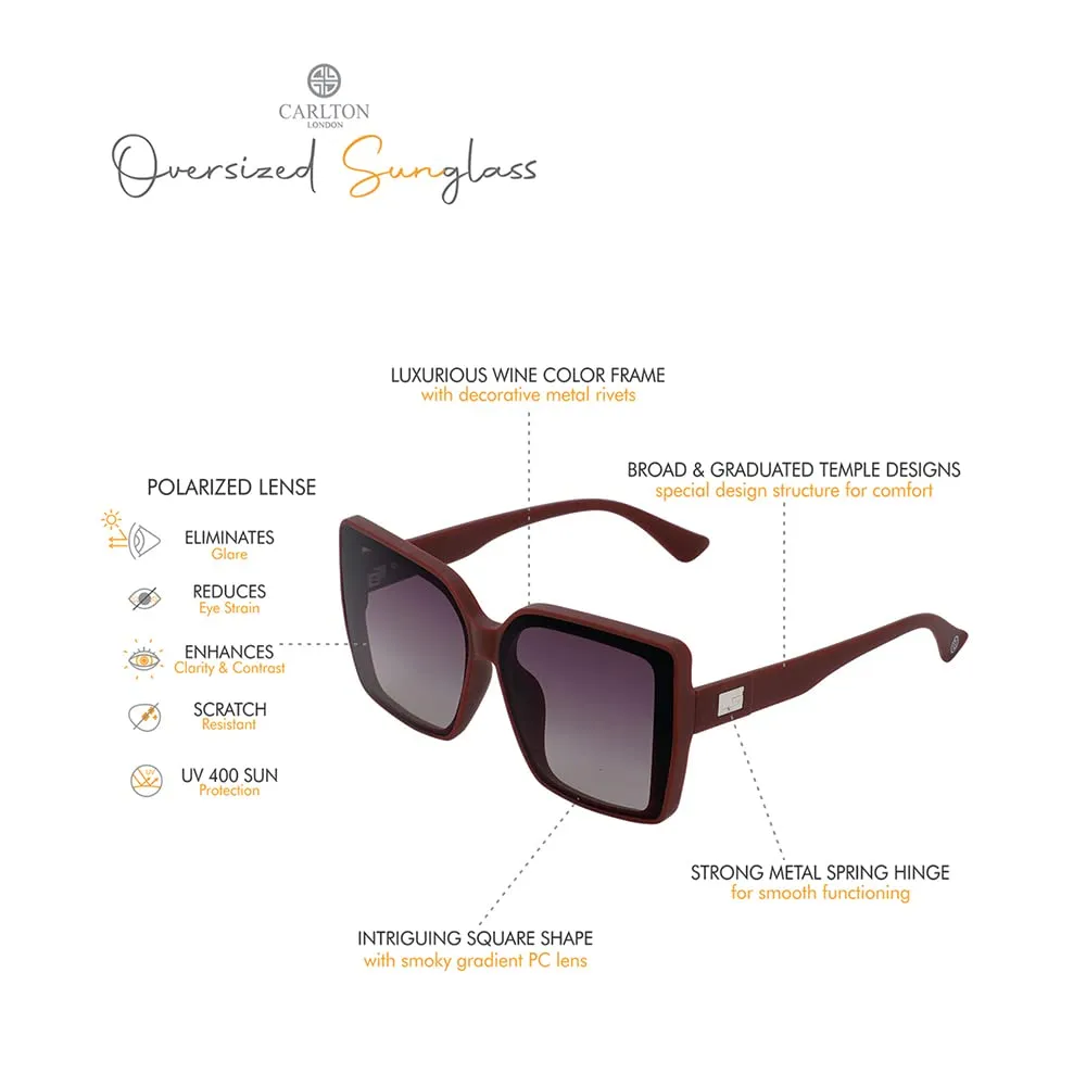 Carlton London-Premium-Women's-Brown Toned Polarised and UV Protected Lens Oversized SunglassesCLSW166