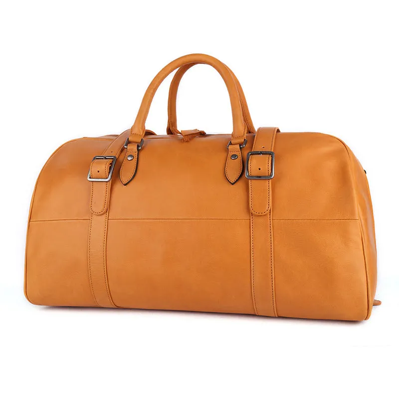 Casual Large Storage Vege Tanned Leather Foldable Traveling Bag 8905