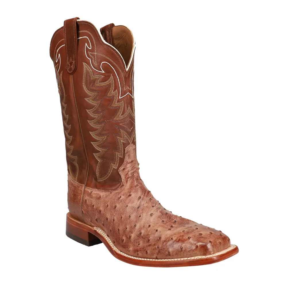 Chocolate Vintage Ostrich Square Toe Cowboy Boots