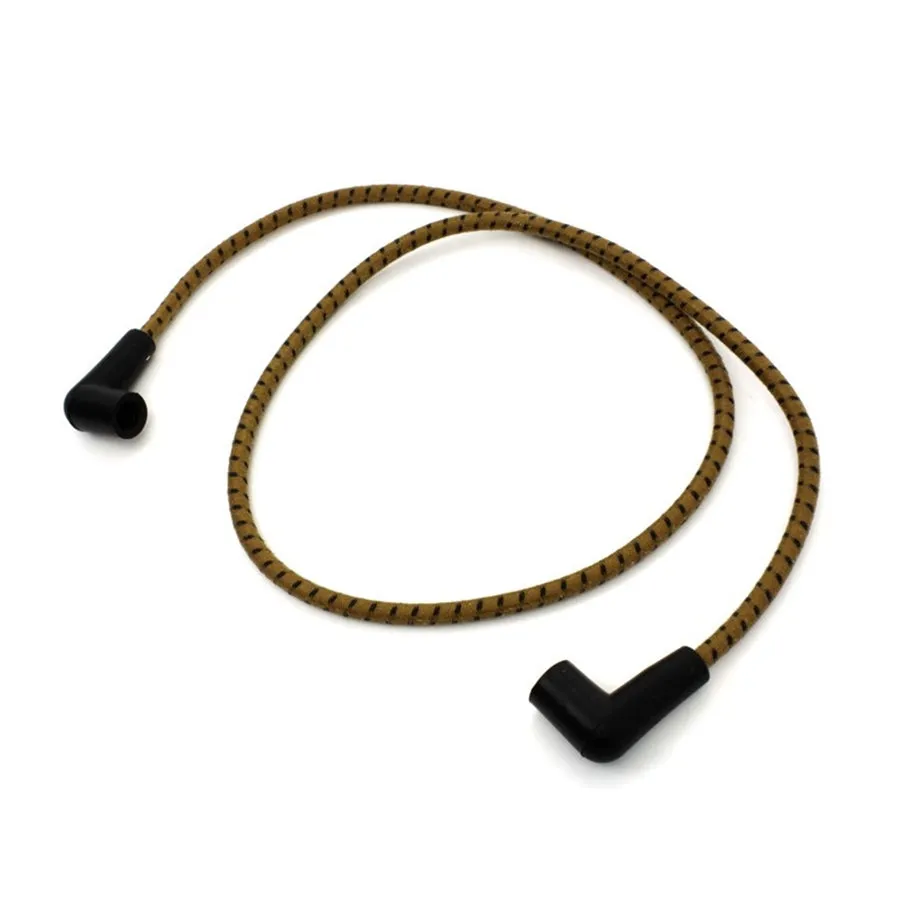 Cloth Braded Spark Plug Wire Kit 7mm - Tan w/Black Tracer