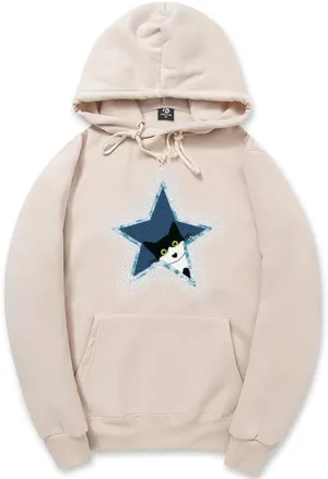 CORIRESHA Vintage Star Hoodie Long Sleeve Drawstring Cotton Cat Sweatshirt