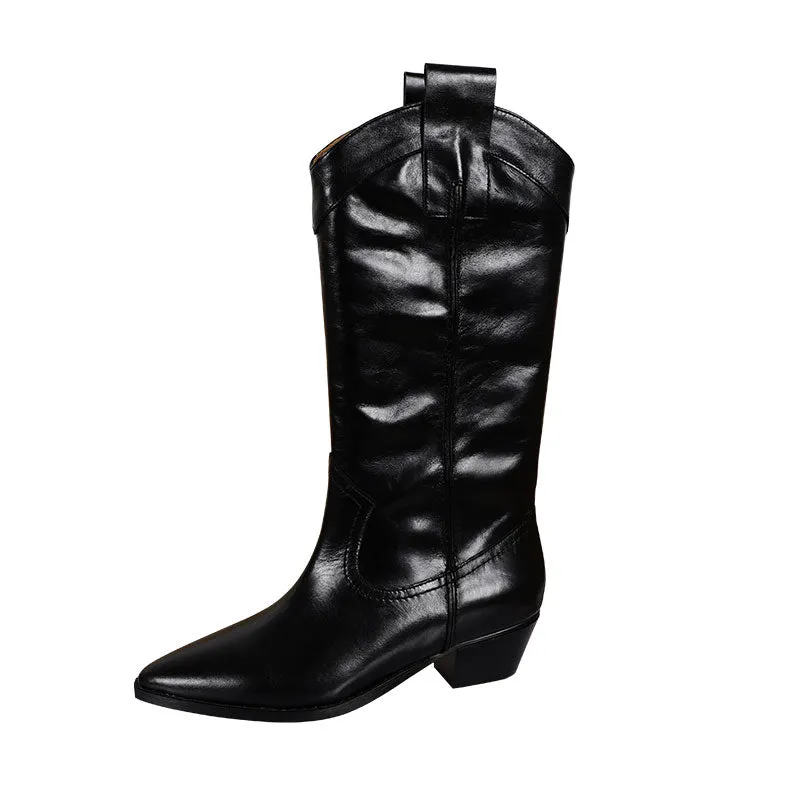 Cowboy Boots for Women Handmade Genuine Leather in Black/Red - HIGH WESTERN BOOTS