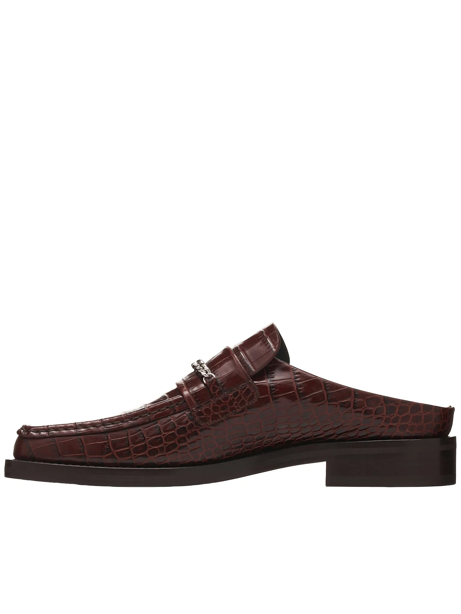 Croc Mule Loafers (025M-BROWN-FAUX-CROC)