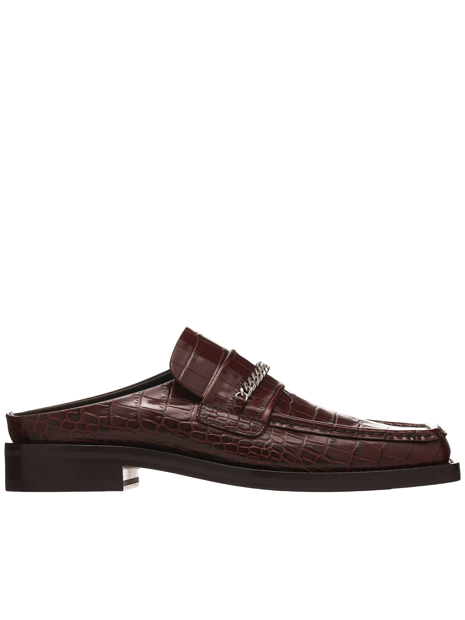 Croc Mule Loafers (025M-BROWN-FAUX-CROC)