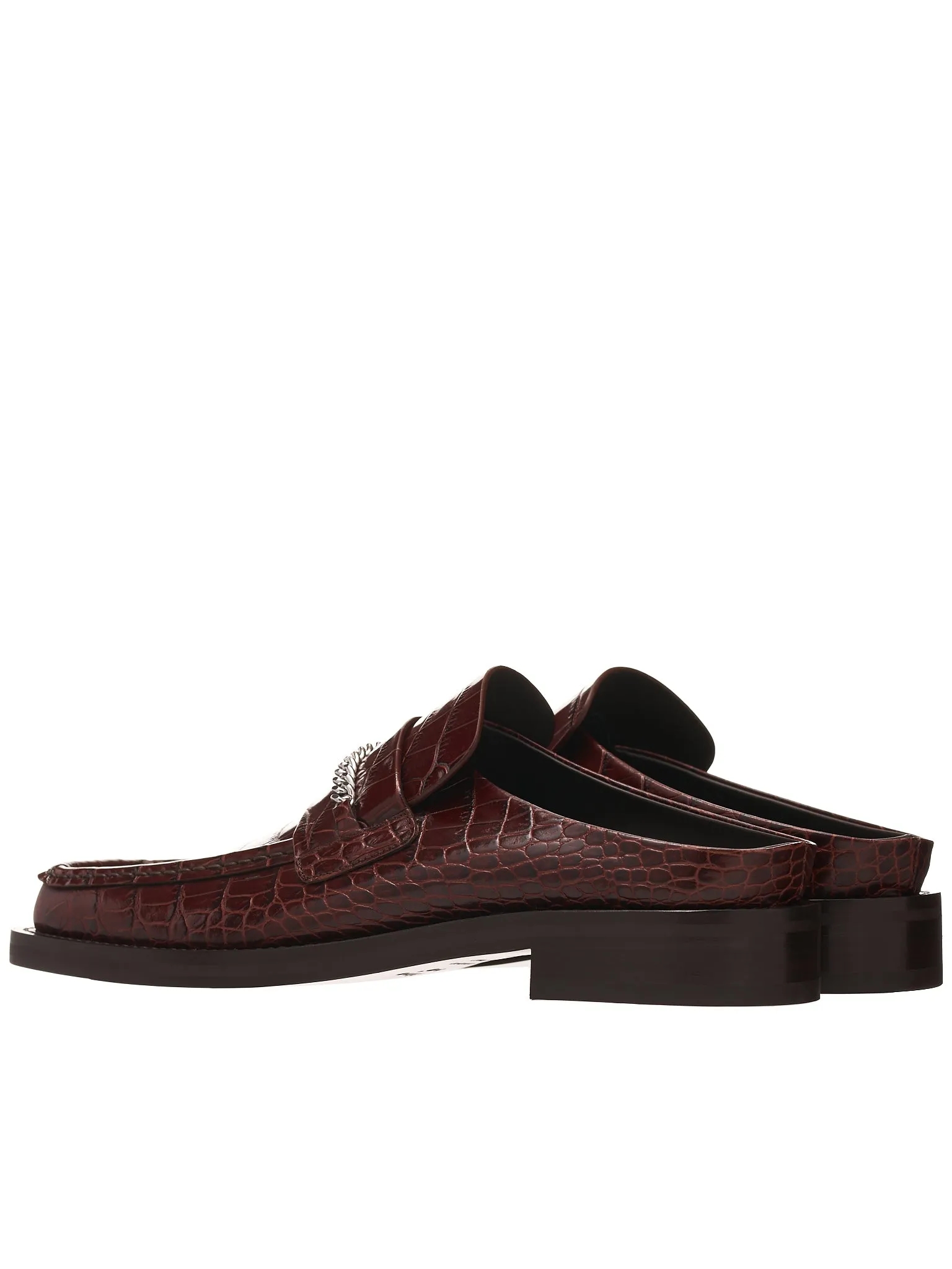 Croc Mule Loafers (025M-BROWN-FAUX-CROC)