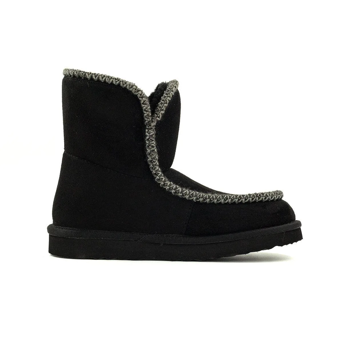 Crown Vintage Sylvesa Snow Boots Fabric Black Colour For Women