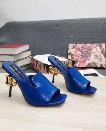 DolGa Lguana-Print Mules Blue For Women DG Shoes