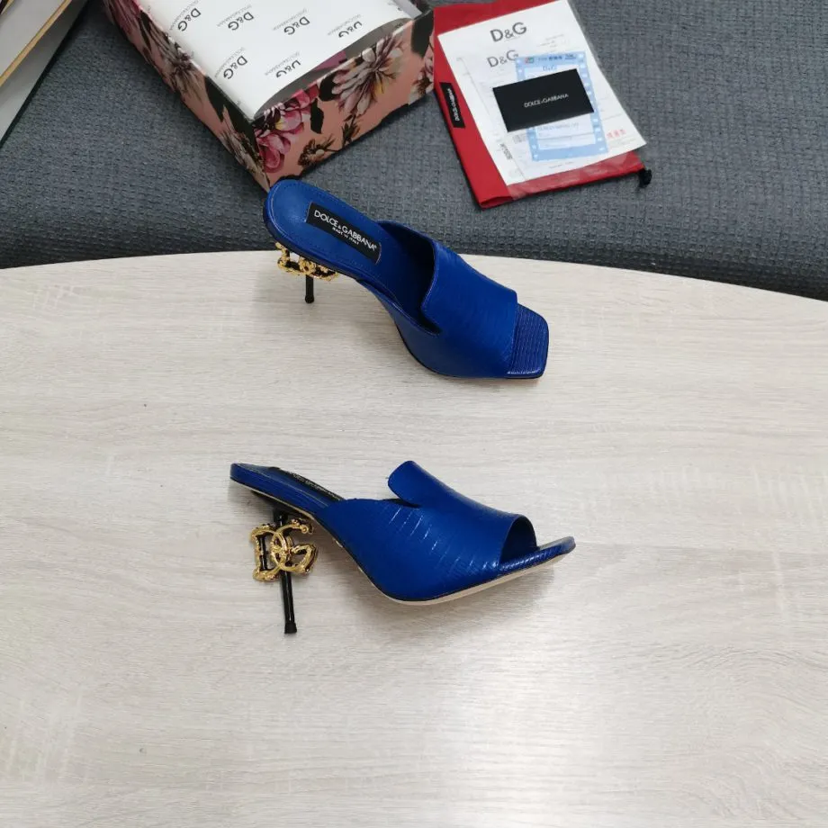 DolGa Lguana-Print Mules Blue For Women DG Shoes