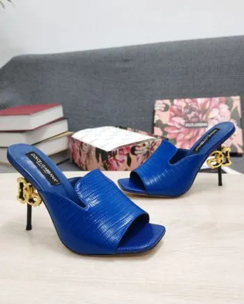 DolGa Lguana-Print Mules Blue For Women DG Shoes