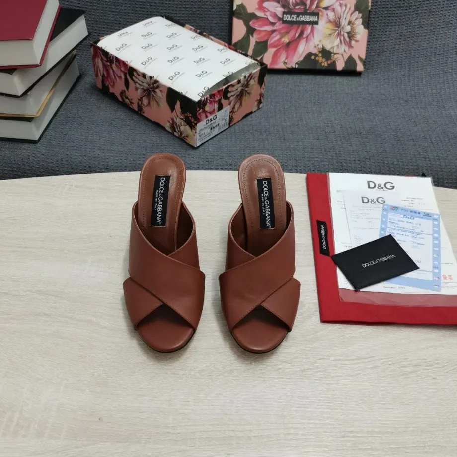 DolGa Satin Mules With Geometric Heel Brown For Women DG Shoes