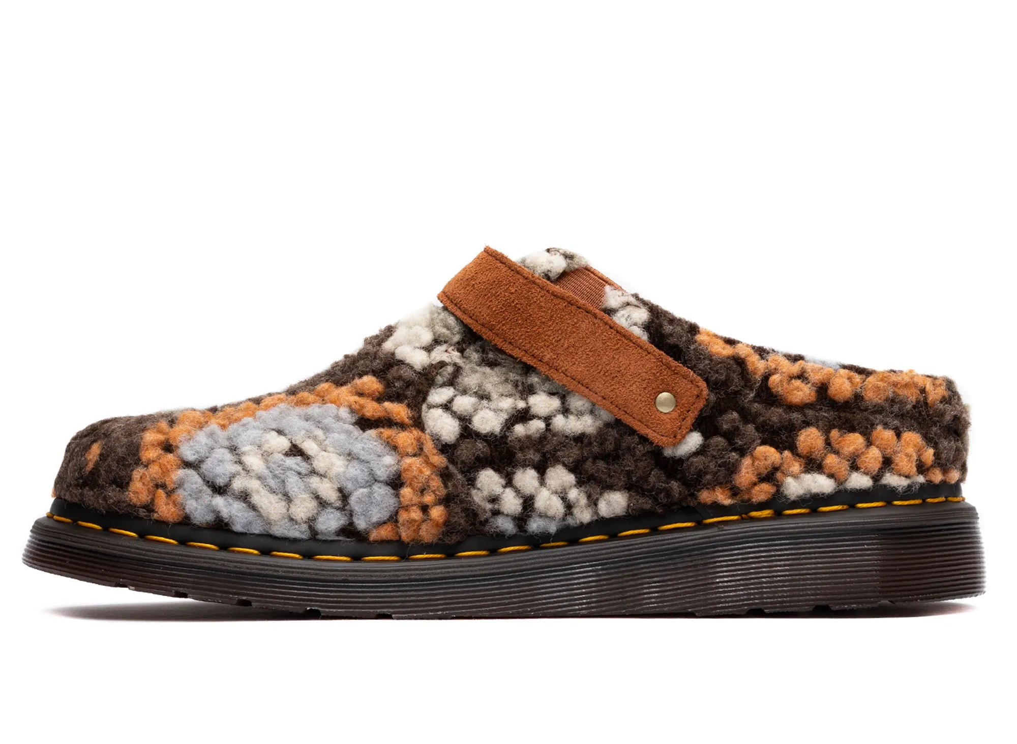 Dr. Martens Isham Crochet Wool Suede Mules in Tan