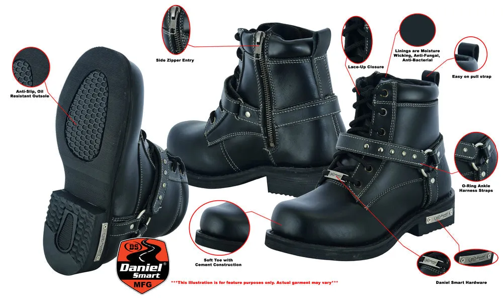 DS9766 Women's Boots with Side Zipper and Single Strap