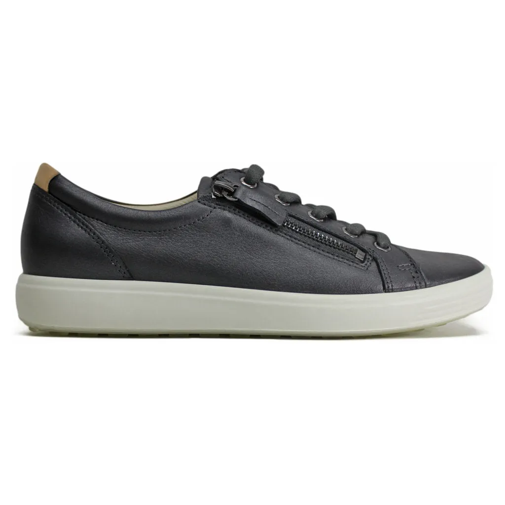 Ecco Womens Shoes Soft 7 430853 Casual Lace-Up Zip-Up Low-Profile Leather - UK 7.5