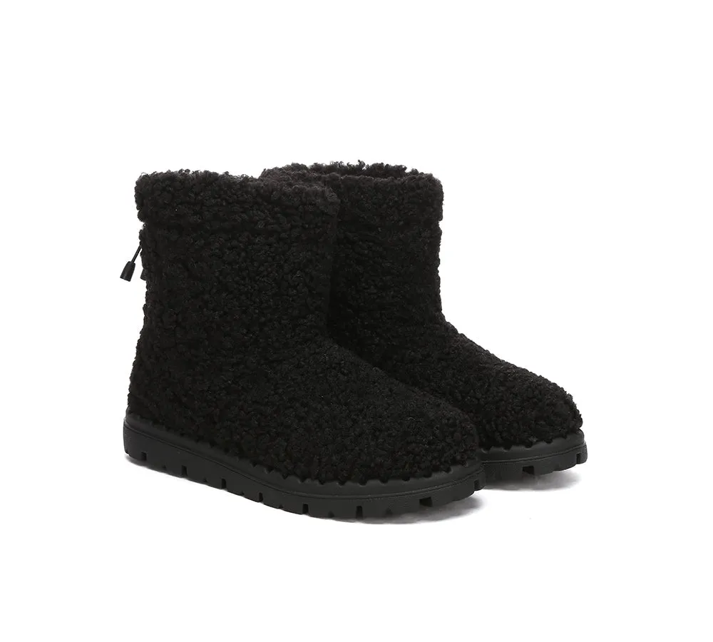 EVERAU® UGG Boots Sheepskin Wool Plush Drawstring Peggy