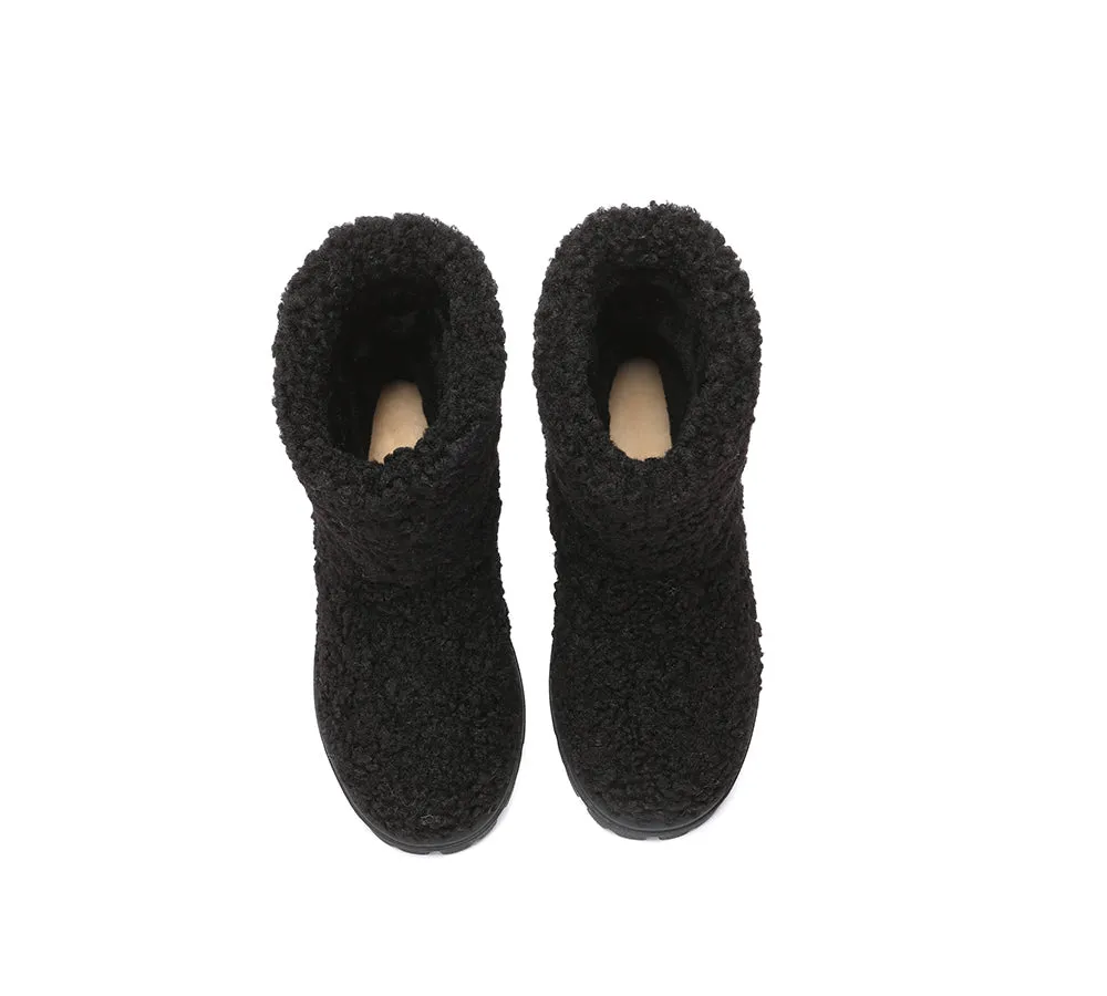 EVERAU® UGG Boots Sheepskin Wool Plush Drawstring Peggy