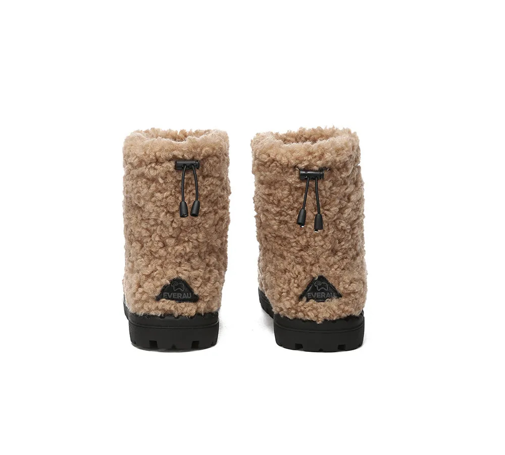 EVERAU® UGG Boots Sheepskin Wool Plush Drawstring Peggy